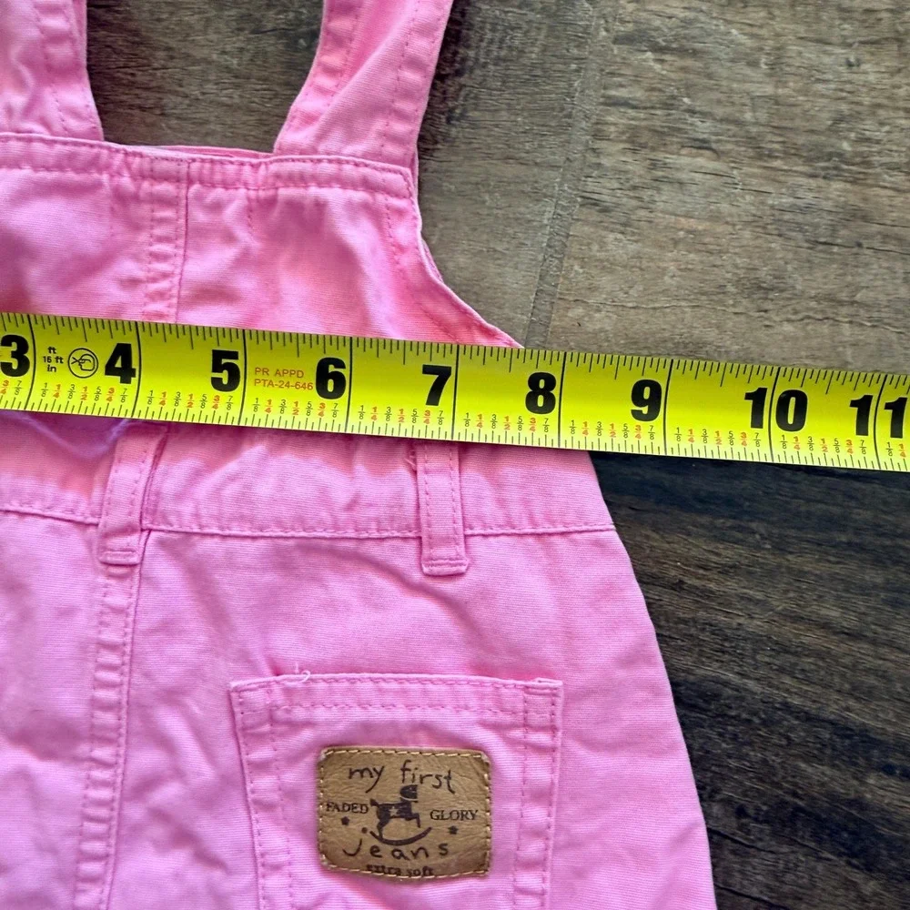 Faded Glory Baby Vintage Cottagecore Floral Embroidered Overall Dress,Pink, 0-3M